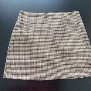 H&M Checkered Mini Skirt in Brown and Cream